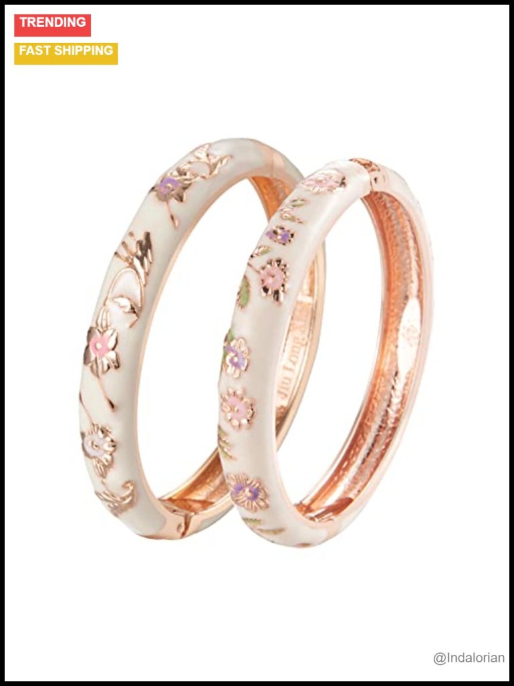 Cloisonne Butterfly Flower Enamel Cuff Bangle Bracelet Set Gold Plated